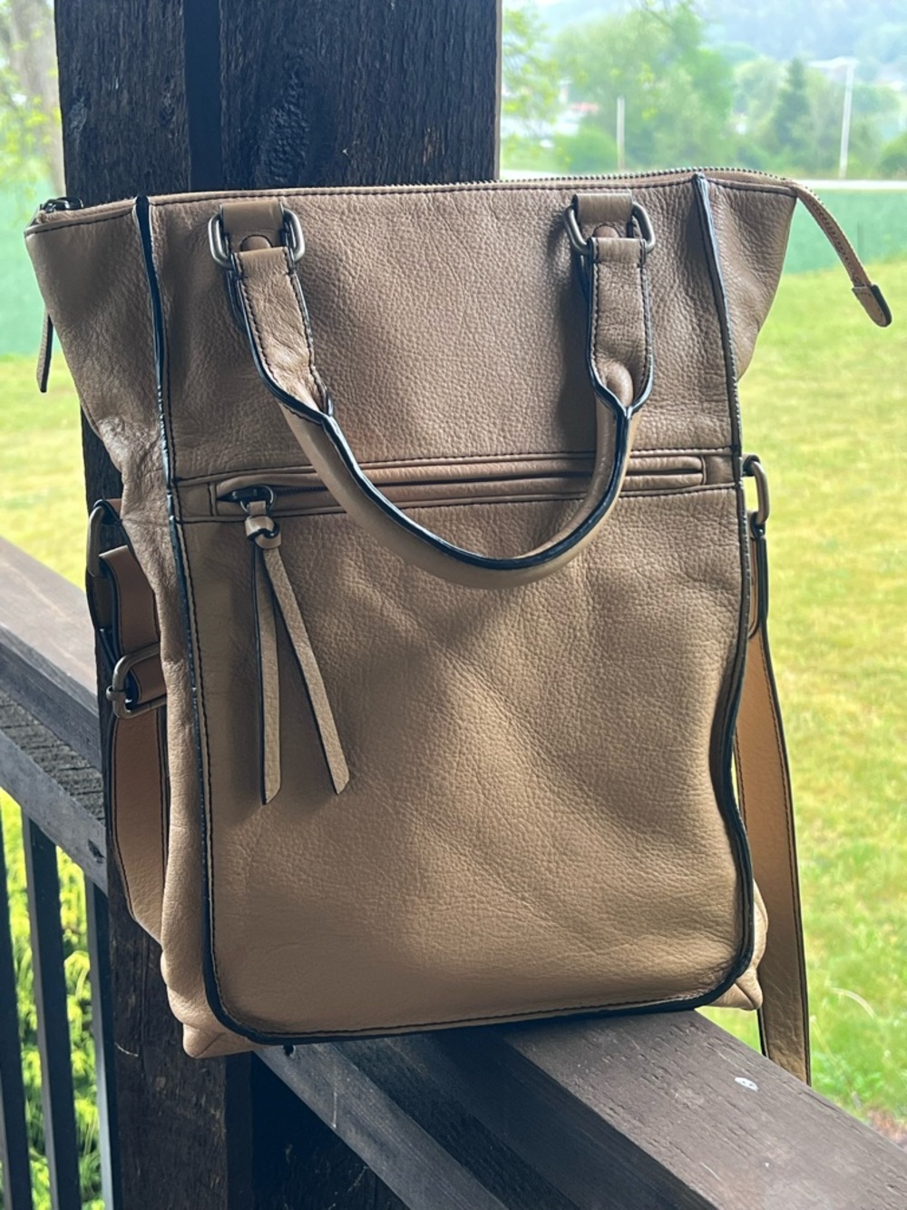 Marc New York -Large Leather Tote Bag Tan Pebbled - Satchel Crossbody Purse